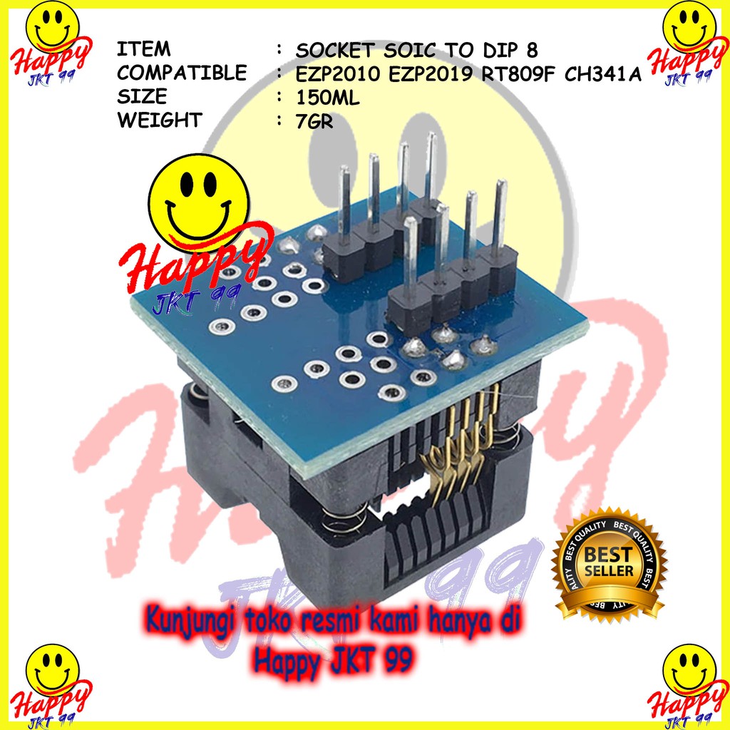 [ HAPPY JKT 99 ] SOKET IC CLIP SOCKET SOP8 DIP8 JEPIT CONVERTER 200ML 200 ML 150ML 15 ML 0,65ML 65ML