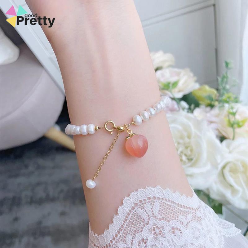 Gelang Mutiara Persik Pelajar Wanita Niche Design Sisters Couple Best Friends Gelang - PD