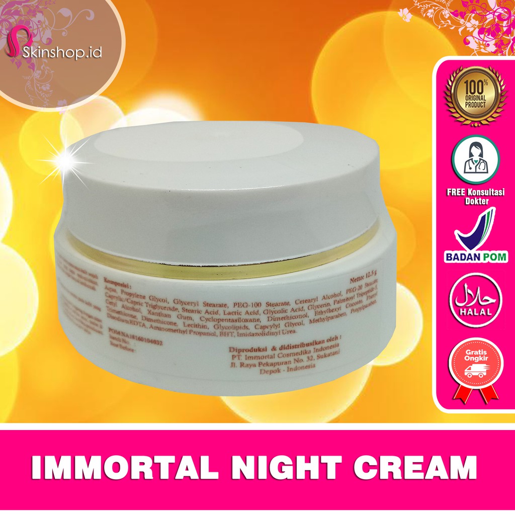 Immortal Night Cream / Krim Malam Whitening 12.5gr Original BPOM Aman