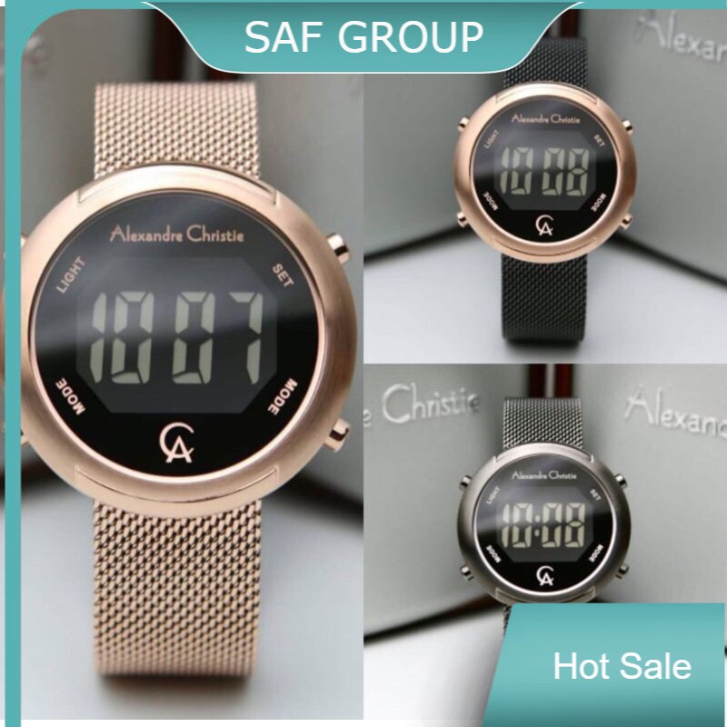 JAM TANGAN WANITA ALEXANDRE CHRISTIE AC 9337 / AC9337 DIGITAL RANTAI PASIR ORIGINAL by plp