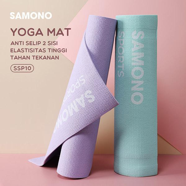 Samono Matras Yoga Mat PVC Anti Slip 2 Sisi Senam Yogamat Karpet Fitnness Ketebalan 5mm Matras Alas Olahraga Bahan PVC  SSP10