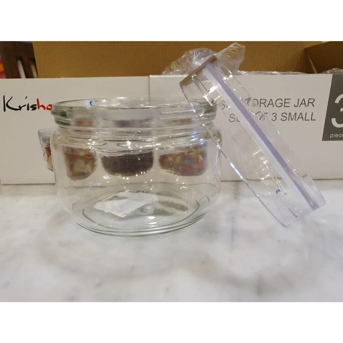 Toples Kaca Tutup Bening - 1 Set isi 3 - 500 ml