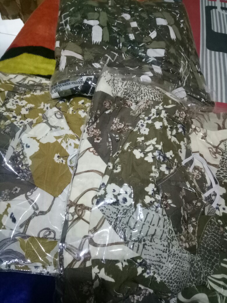 Home Dress Batik Gamis Raisha Motif Batik Bahan Rayon Viscose Premium