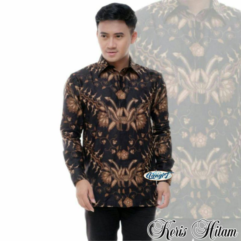 Batik kemeja pria dewasa dan batik kemeja anak/Batik couple ayah dan anak warna hitam