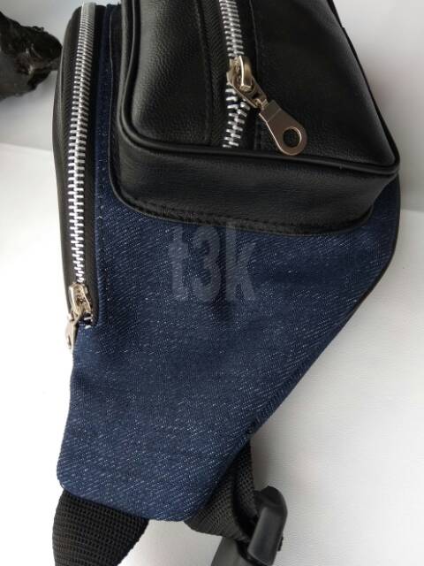 Waist bag combi leather jeans tas pinggang kombinasi jeans kulit