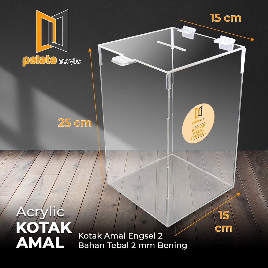 

AKRILIK KOTAK AMAL / KOTAK SARAN BAHAN AKRILIK 15x15x25