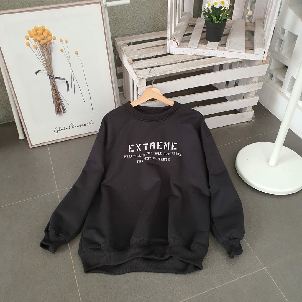 SWEATER WANITA EXTREME XXL SWEATER CEWEK TERBARU CREWNECK CASUAL OOTD OBLONG SWEATSHIRT MURAH KEKINIAN TRENDY UNISEX COUPLE PASANGAN PEREMPUAN BAHAN KATUN FELEECE BAHAN TEBAL HALUS