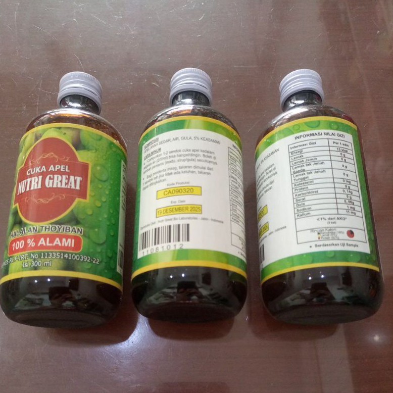 

Cuka Apel Nutri Great 300ml 100% Alami