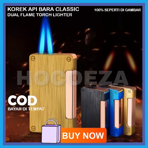 KOREK API BARA DUA MATA PEMANTIK UNIK DUAL TORCH GAS LIGHTER BR17