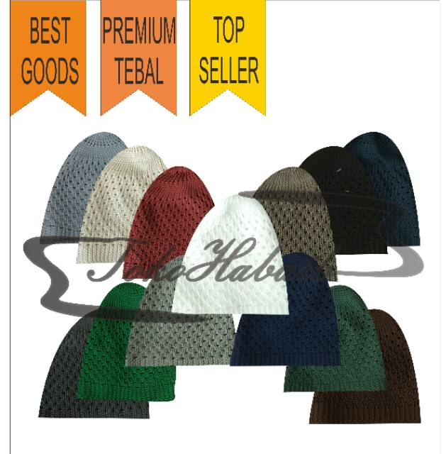 HOT PROMO! POKOKNYA GANTENG PECI NANAS RAJUT POLOS DEWASA HAJI MURAH MERCAN PUTIH HITAM MOTIF ANAK