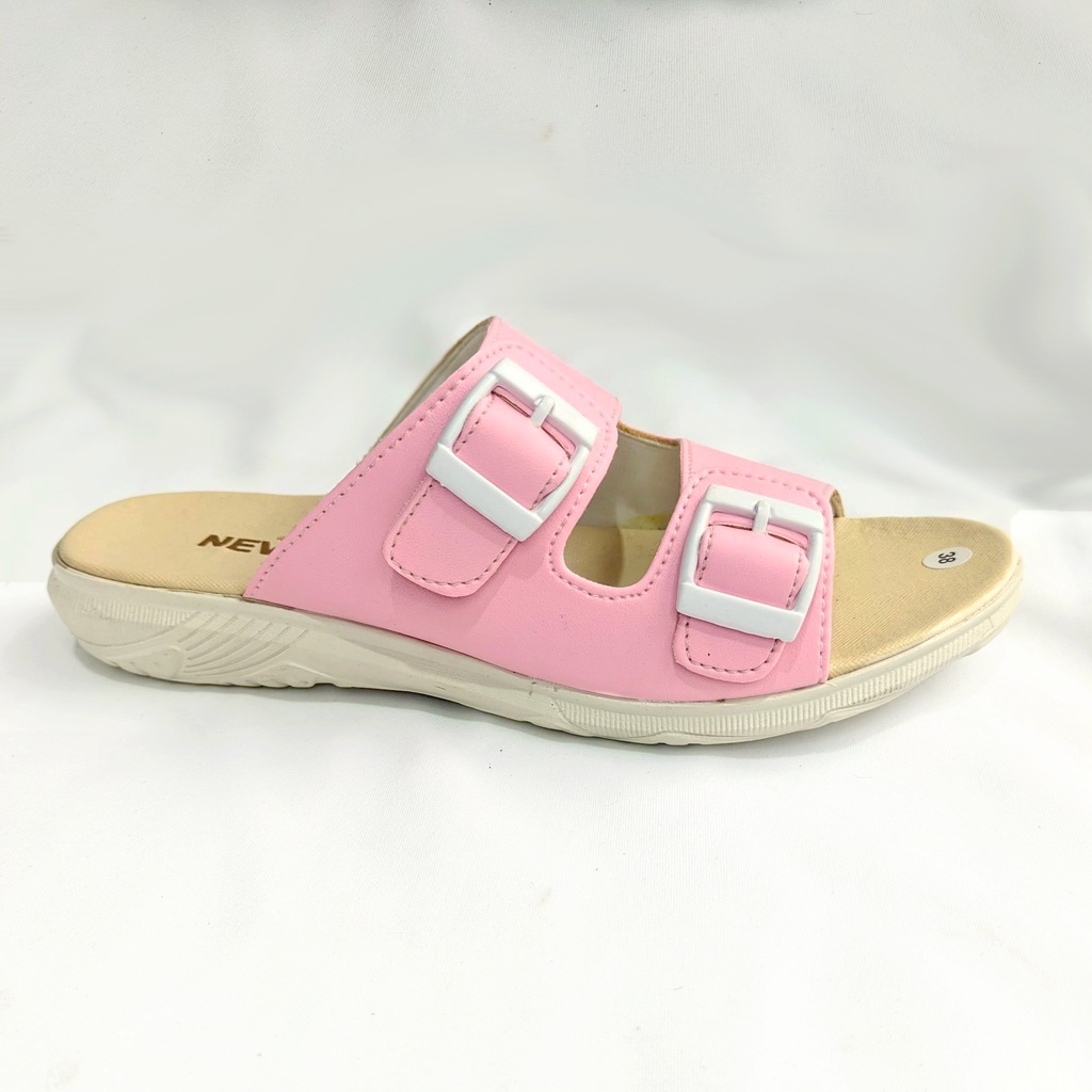 Sandal Flat Wanita Jepit Slop gesper strap 2 Warna Warni Nevada slip on