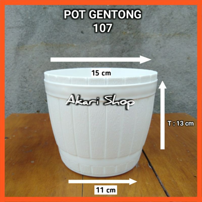 Pot Gentong Putih 107 Pot Bunga Model Gentong Plastik Unik