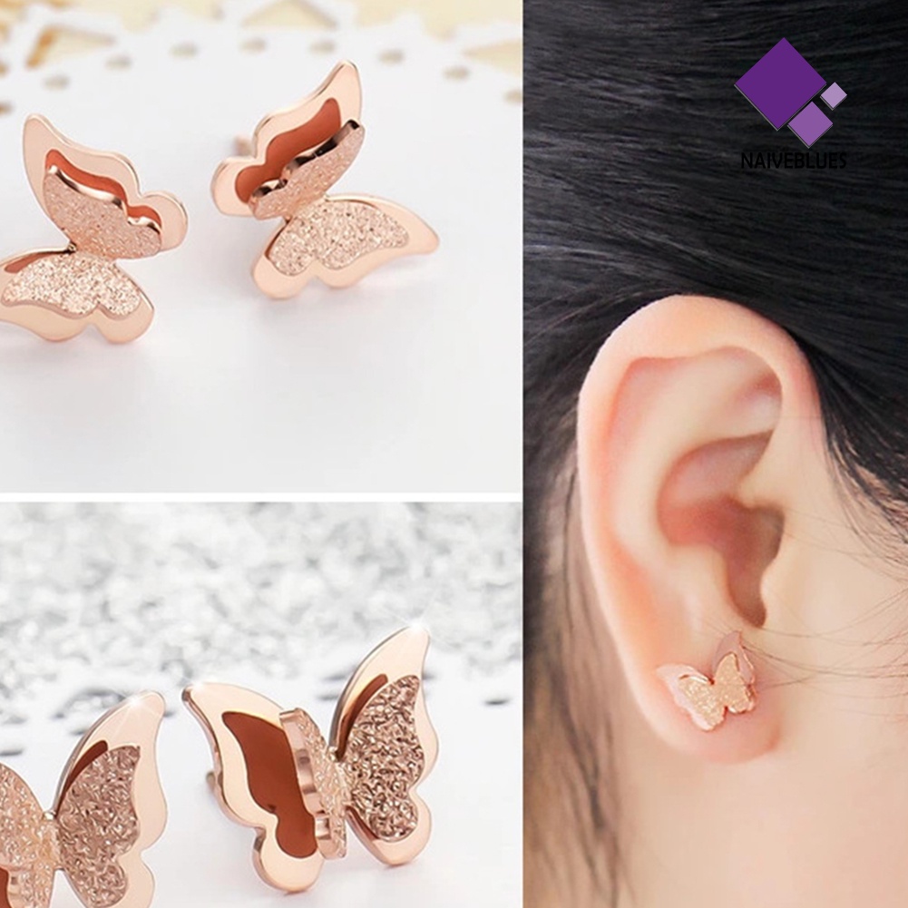 Anting Stud Bentuk Kupu-Kupu Untuk Wanita