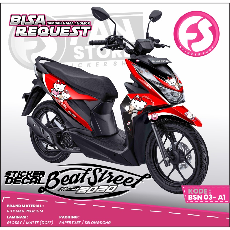 Stiker Decal Honda BEAT CBS ISS NEW 2021 Fullbody - Sticker Motor Hello Kitty Fanstoree - Kode BSN