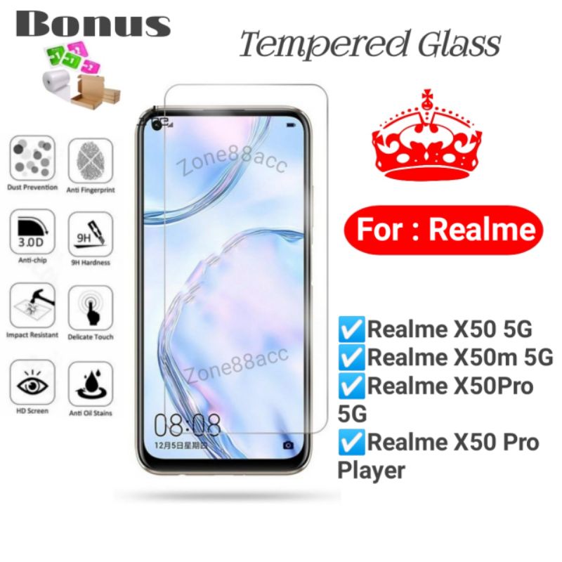 Antigores Tempered glass screen guard Protector Realme X50 X50m X50pro m Pro Player TG Bening Antiblue Spy Blue light Full Garskin Lensa Lens Pelindung Layar 9D