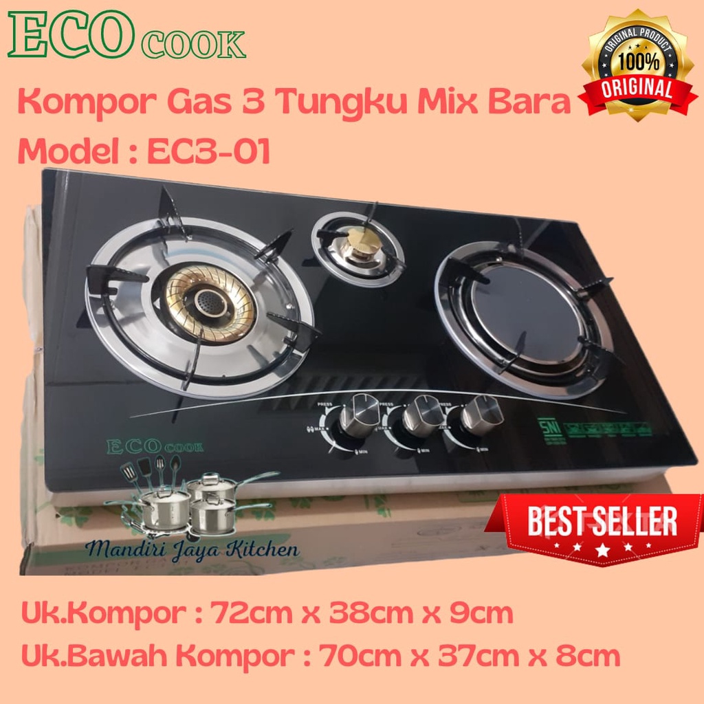 Kompor Tanam 3 Tungku Mix Bara Eco Cook EC 3-01