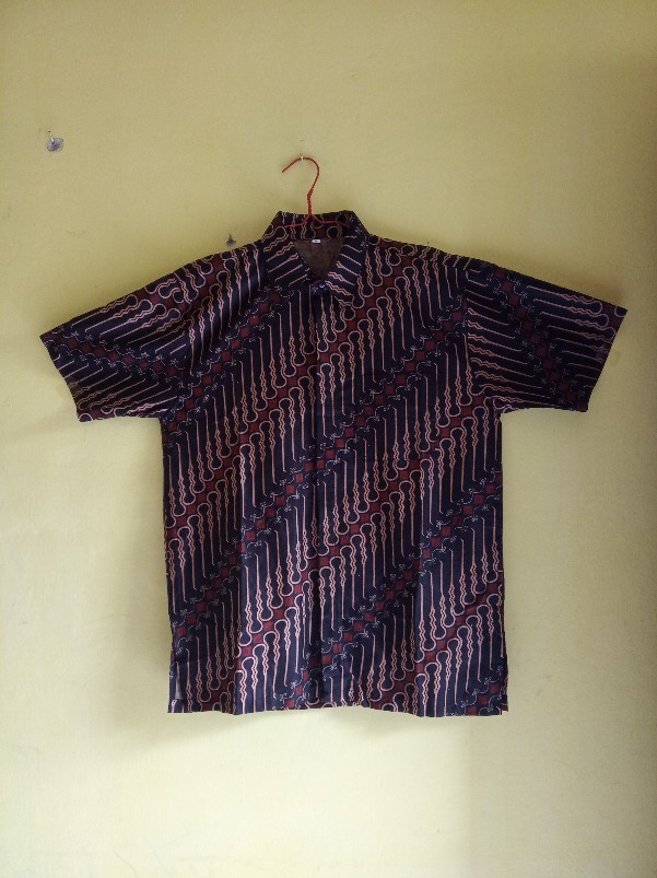 Seno Jarum Kemeja Batik Pria Baju Batik Pria Lengan Pendek Model Reguler Coklat Kopi M L Xl