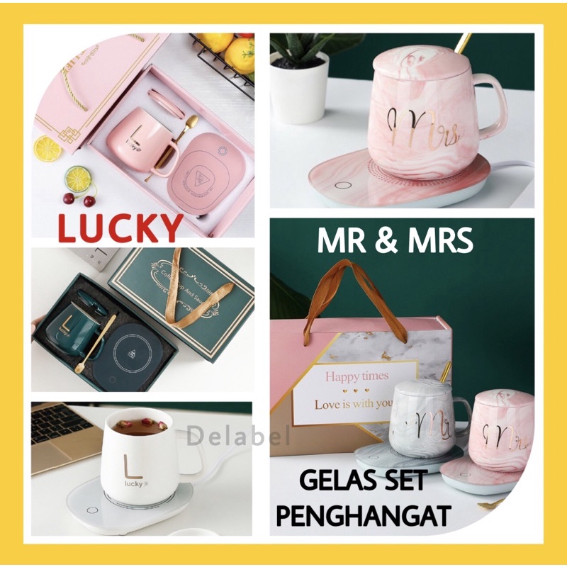 Gelas Set Keramik Cangkir Set Lengkap Dengan Alat Pemanas / Warmer Cup Kopi Teh Set