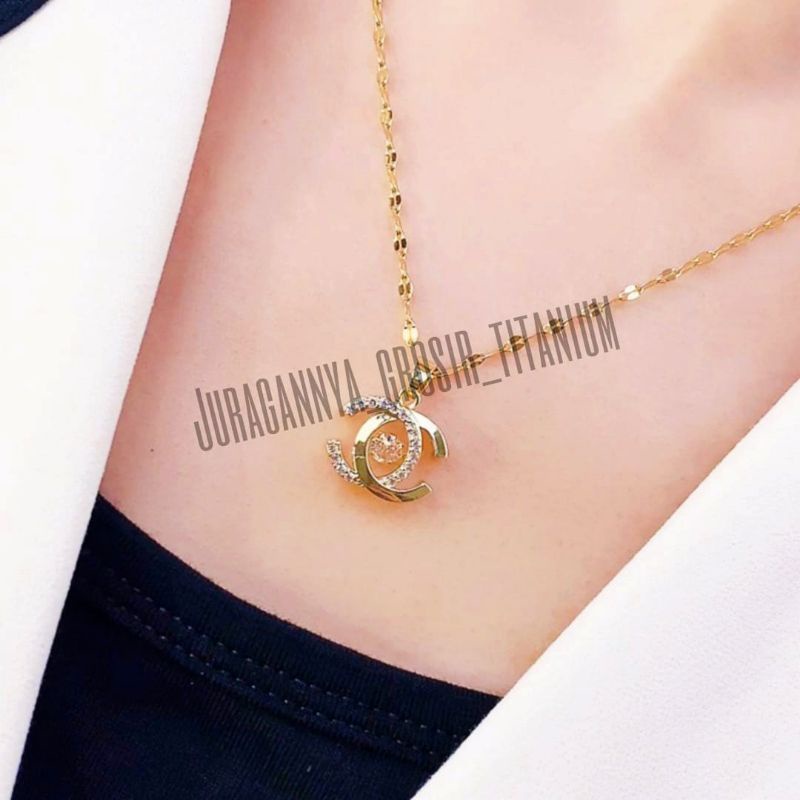 Kalung Titanium Rantai pecahkopi LGO berkelas JGT05P perhiasan fashion Korea anti karat&amp;anti luntur