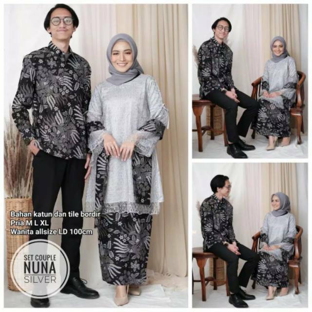 Tasyananu_batik Batik Couple Kebaya Nuna Silver / Set Couple Nuna Silver