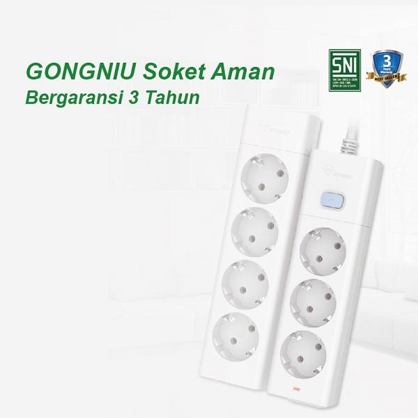 Gongniu Stop Kontak 2 Lubang Colokan Tanpa Kabel Power Strip G102 Tahan Panas - Garansi 1 Tahun