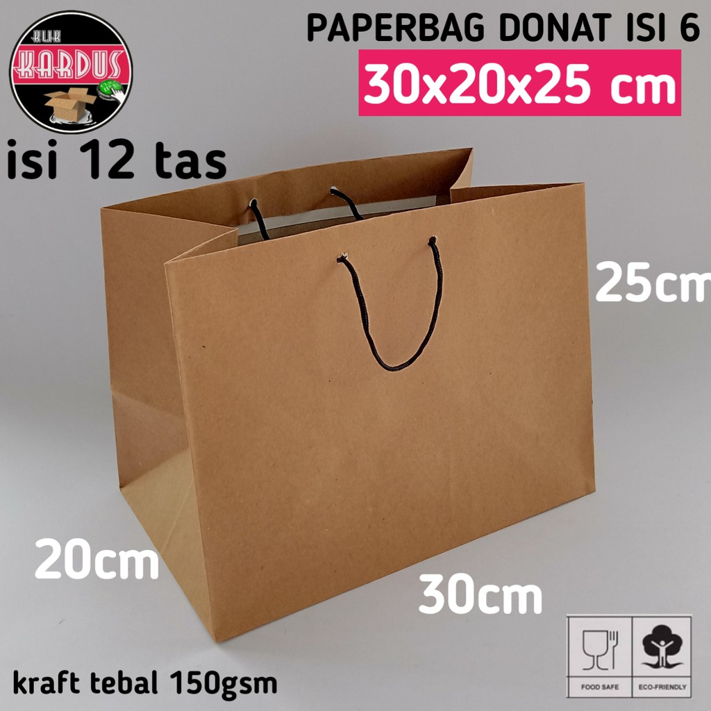 

isi 12 paperbag donat brownies 30x20x25 tas kertas murah shopping bag