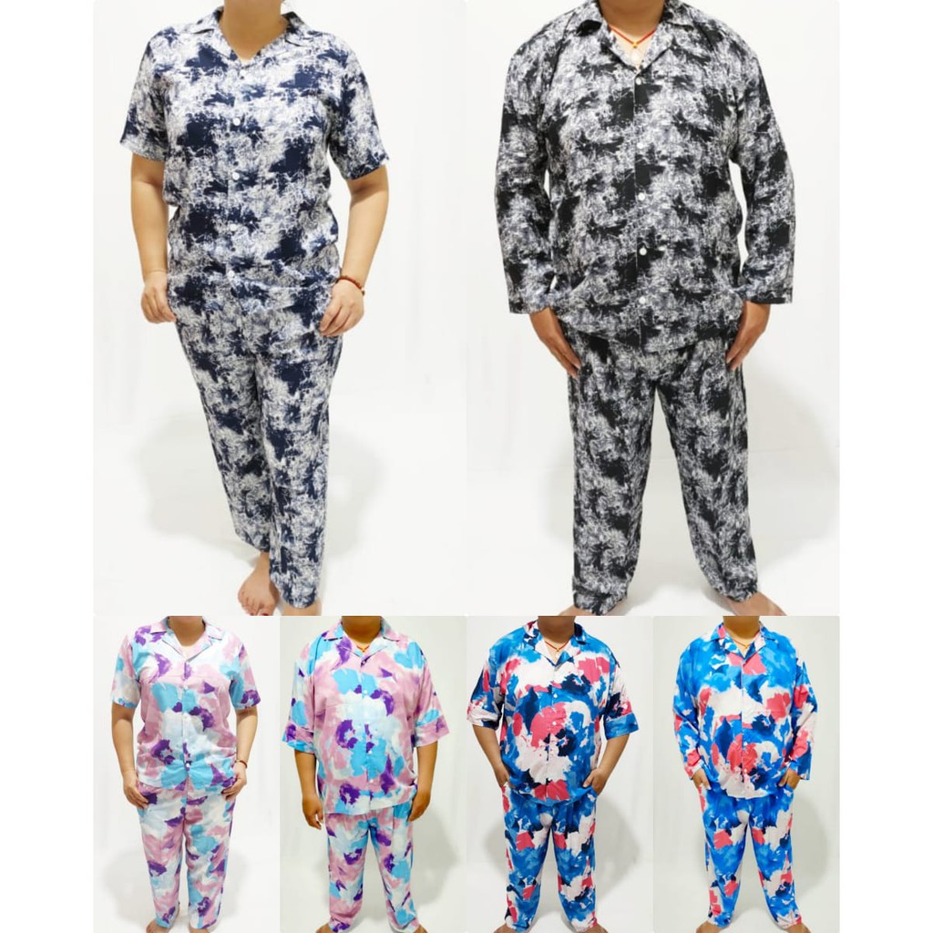 BAJU TIDUR TIE DYE ONE SET COUPLE SETELAN LENGAN PANJANG PASANGAN CELANA DEWASA