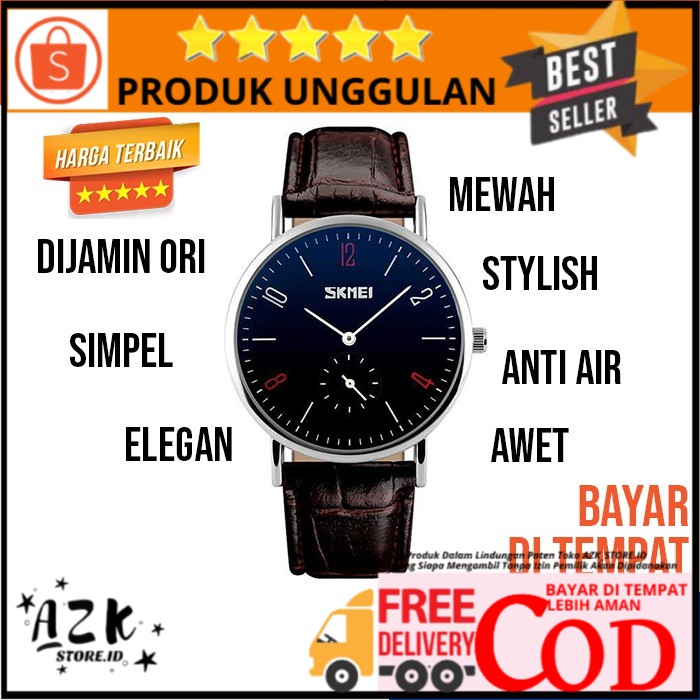 JAM TANGAN PRIA KULIT ANALOG ELEGAN MEWAH SIMPEL STYLISH ORI AWET COWO COWOK LAKI-LAKI JAMTANGAN JAM