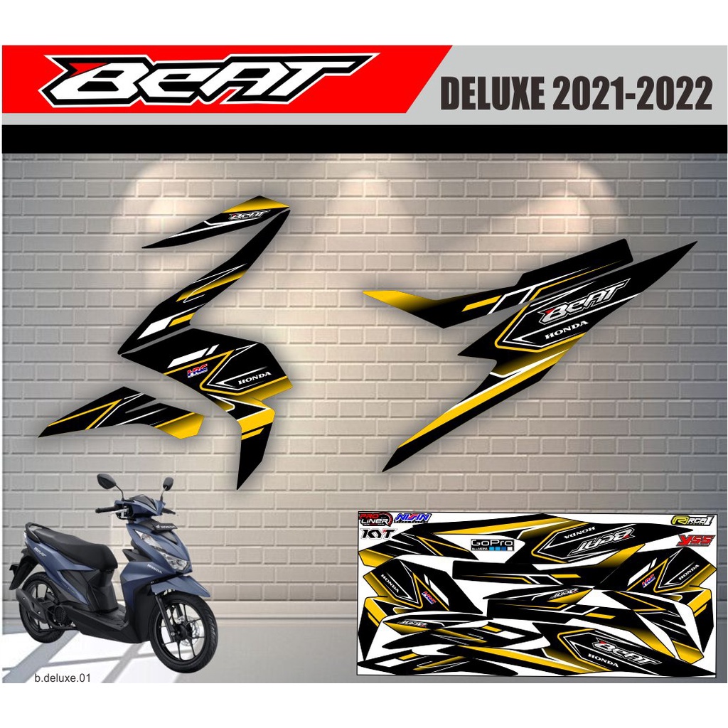 Striping Beat Deluxe - Sticker Striping List Variasi Motor Beat Deluxe Motif Racing #honda beat delu