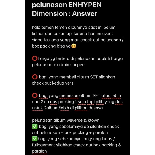 peeluunasan ENHYPEN Dimension : Answer