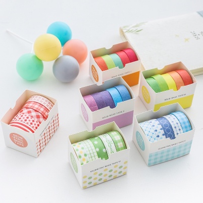 

HI373 Washi Tape 5pcs Bentuk Geometri Warna Pastel DIY Buku Jurnal