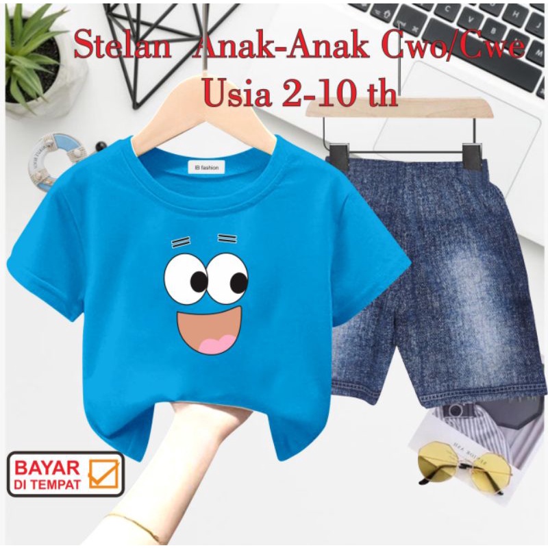 ((IB))SETELAN ANAK2 UNISEX SEMI JEANS/MATA DIGITAL SABLON