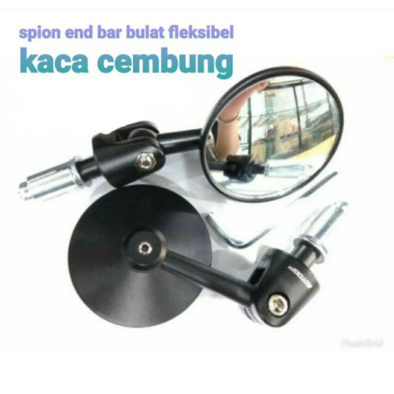 Spion jalu end bar bulat & oval cnc Beat scoopy vario Mio soul xeon Nmax Aerox Pcx Adv dll universal-Bulat kaca bening