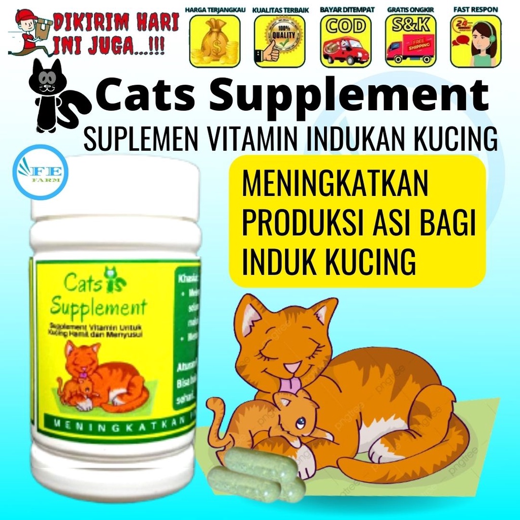 VITAMIN PELANCAR AIR SUSU INDUKAN KUCING SUPLEMENT PERANGSANG HORMON PELANCAR ASI INDUK KUCING FEFARM