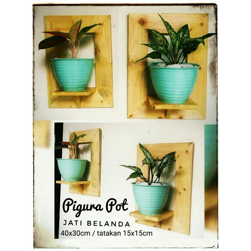 Pigura Pot Kayu Jati Belanda