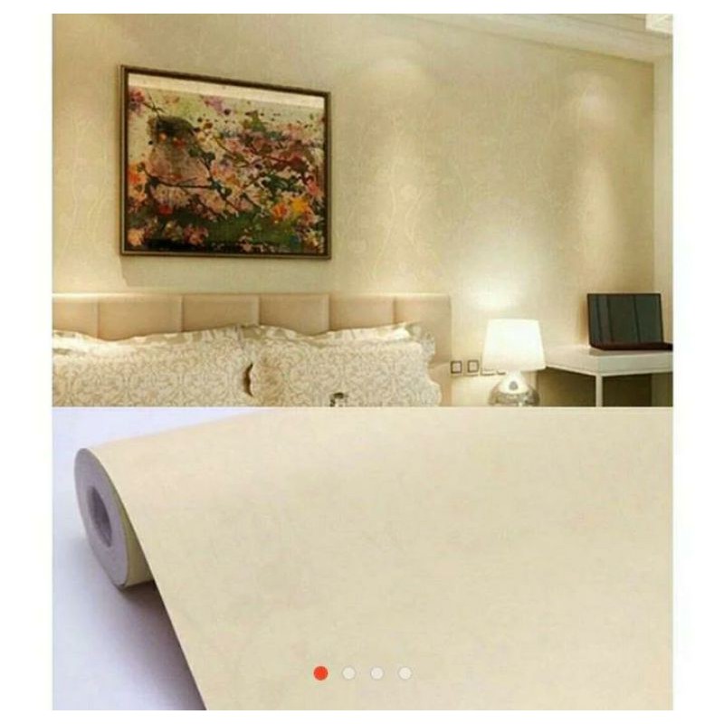 WALLPAPER DINDING MOTIF BATIK UKIR DASAR KREM