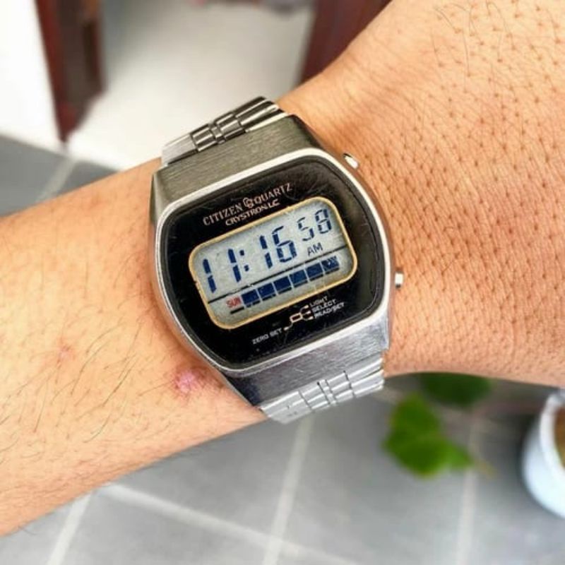 jam tangan original vintage digital citizen crystron LC