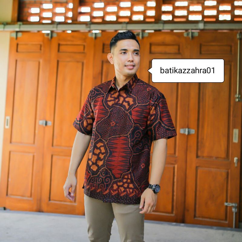 Baju Batik lengan pendek full puring slimfit