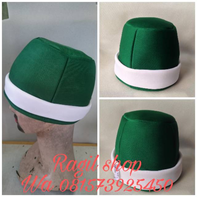 Peci tuan syekh abdul Qodir jaelani hijau plat putih