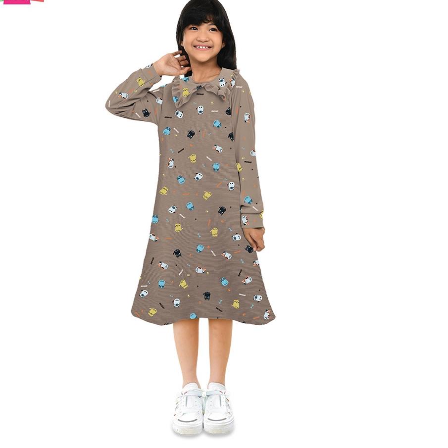 Ulikids Baju Dress Anak Turun Naik Motif Kartun Kekinian