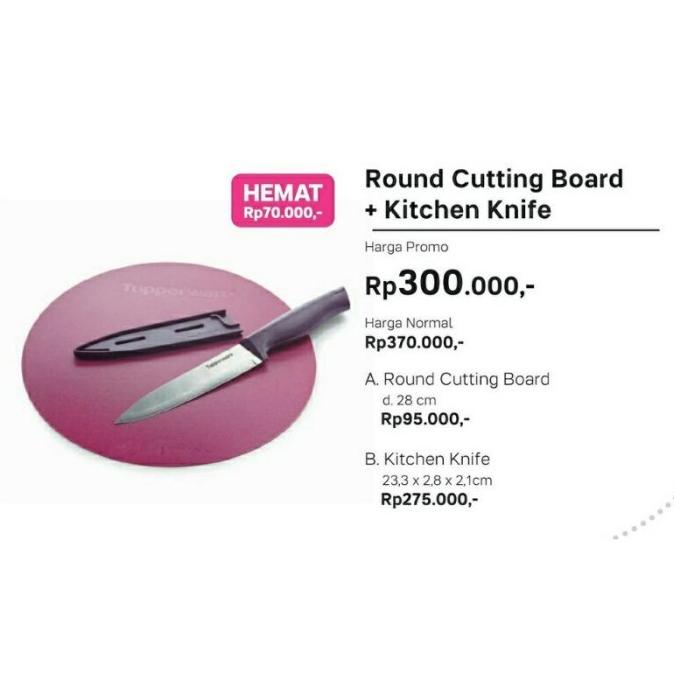 Pisau + talenan tupperware round cutting board and kitchen knife set masih banyak