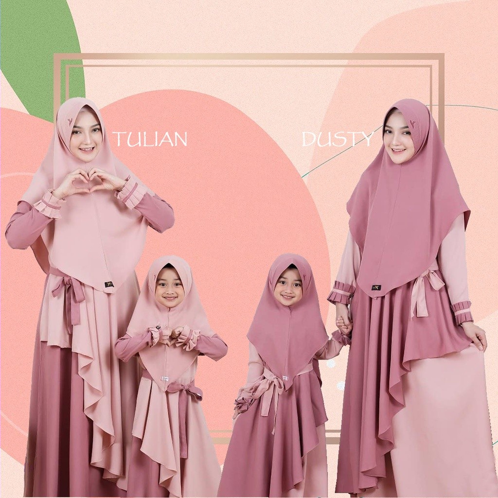 Gamis Couple Keluarga Plus Hijab Baju Muslim Ibu Dan Anak Terlaris Fashion Wanita