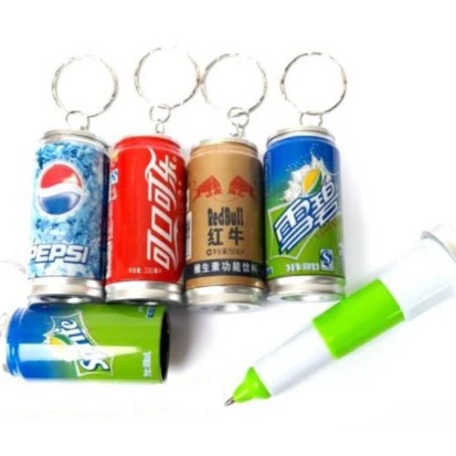 

GC-PEN ECER 1PCS Gantungan Kunci Miniatur Minuman Kaleng Lucu Bisa Jadi Bolpen Motif Random