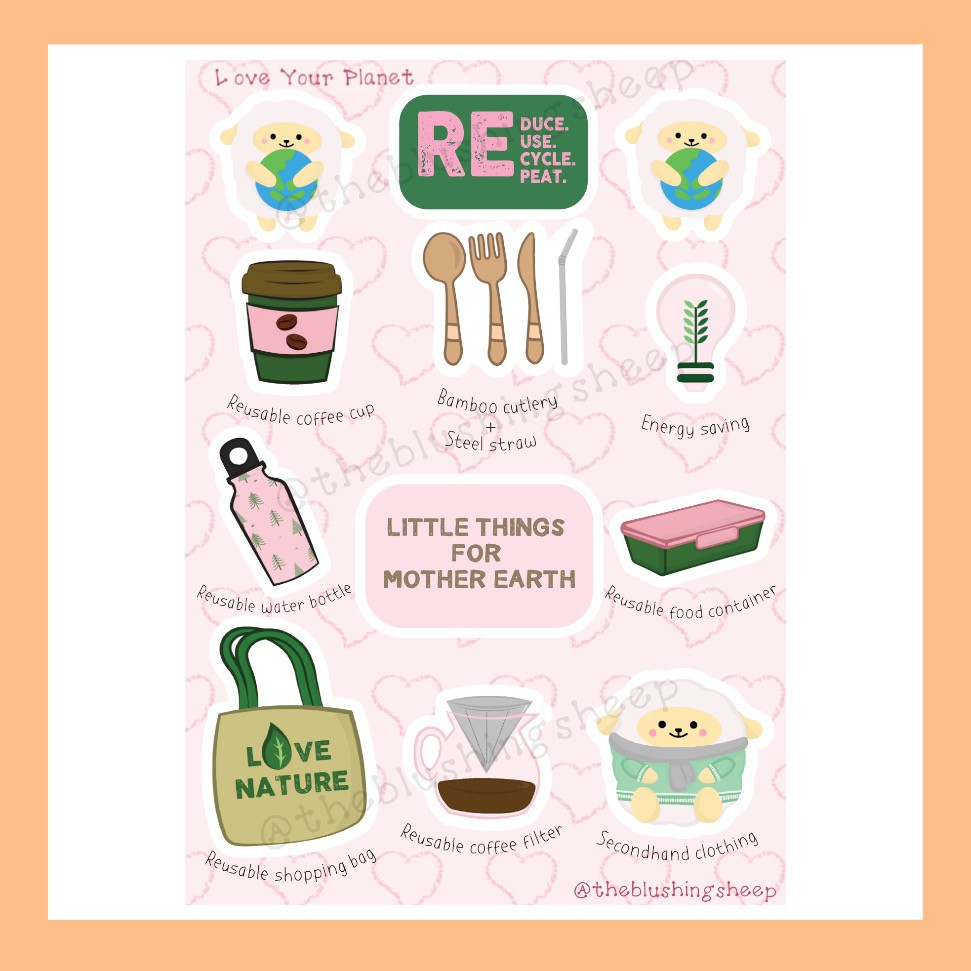 

THEBLUSHINGSHEEP love your planet sticker sheet - stiker valentine kiss cut