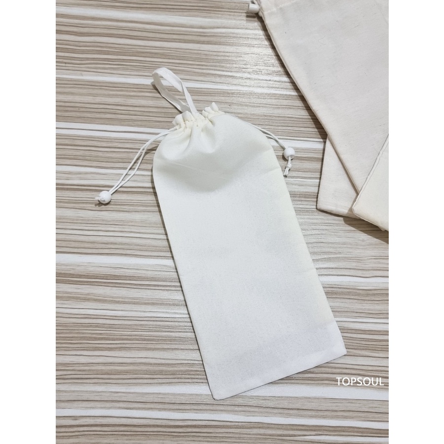 Sarung Botol / Tas Tumbler Kain Blacu Serut Pouch Termos Cover Kemasan