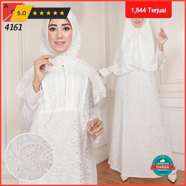 Baju Gamis Wanita / Gamis Jumbo / Muslim Putih #4161 Jmb - Putih, 5L Paling Murah