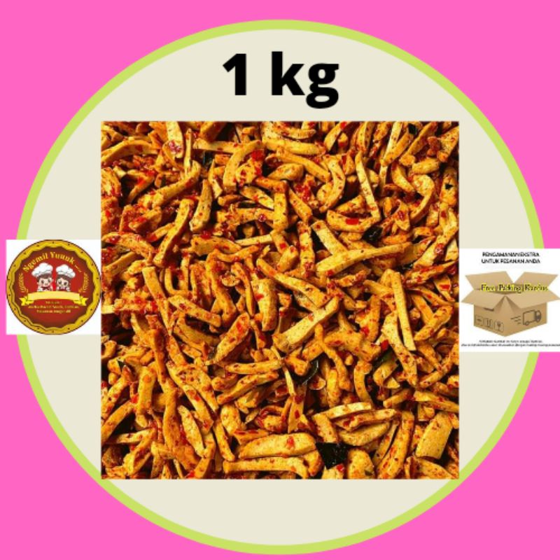 

Basreng kering Pedas daun jeruk1kg / Basreng pedas kriuk / Baso goreng pedas