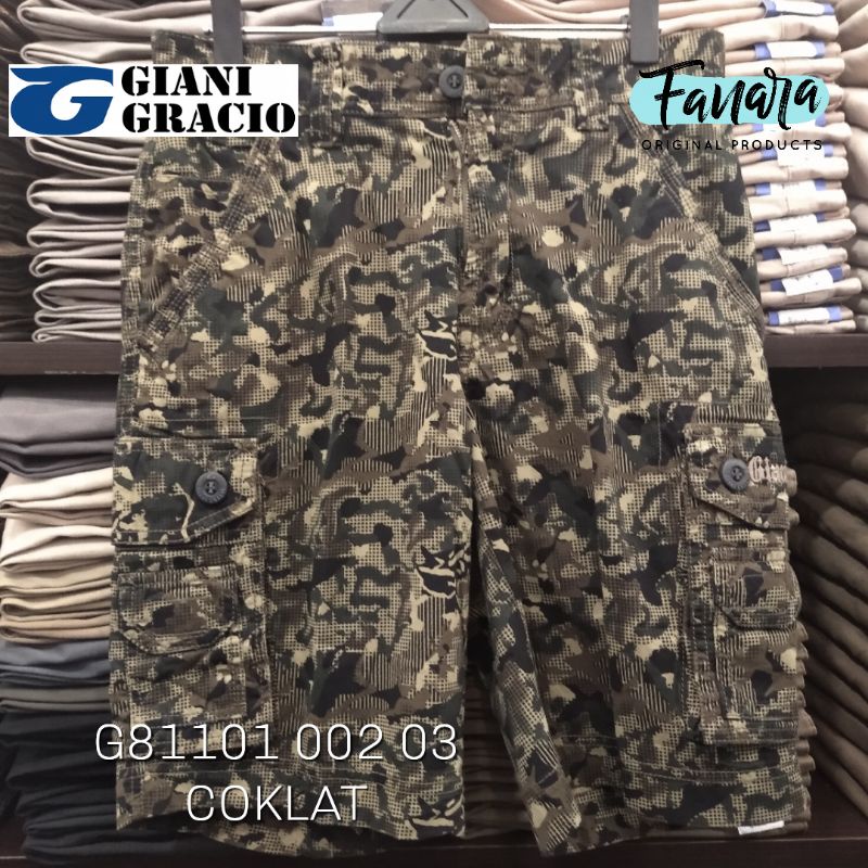 Celana pendek army cargo GIANI GRACIO original coklat G81101.002.03