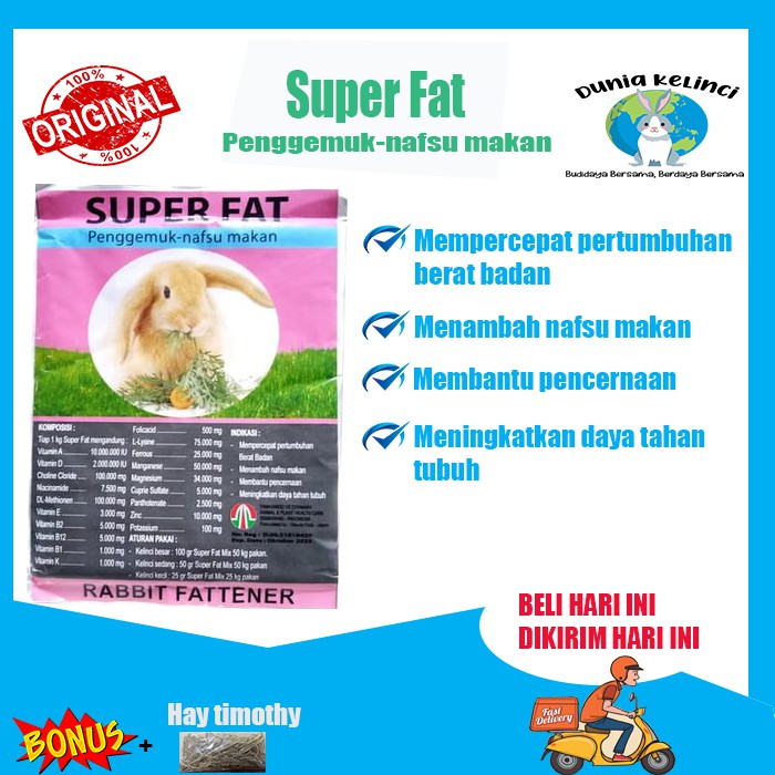 PENGGEMUK KELINCI SUPER FAT VITAMIN NAFSU MAKAN MENINGKATKAN ANTI BODY MENAMBAH BERAT BADAN