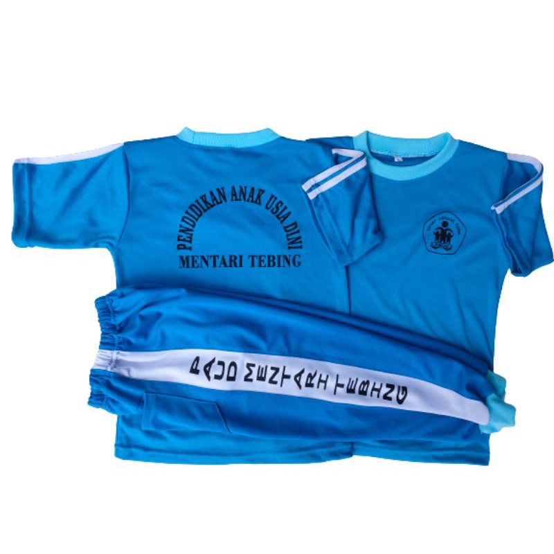 kaos olahraga PAUD RA TK SD| biru Turkis 5 PCS